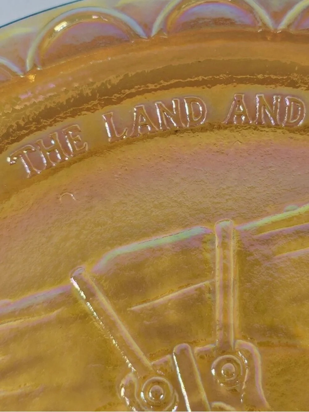 Vintage Indiana Glass Co. Liberty Bell Gold Carnival Glass Bicentennial Plate